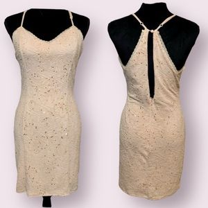 Soieblu Bodycon Cocktail Sequins Mini Dress Champagne Embellished Size Medium